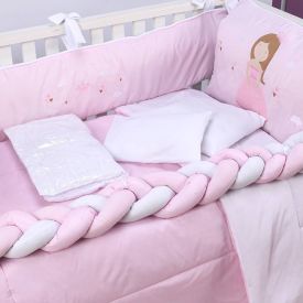 Kit Berço New Americano 9 Peças Yoyo Baby - Princesa Rosa