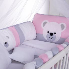 Kit Berço New Americano 9 Peças Yoyo Baby - Urso Mel G Rosa