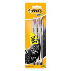 Kit Canetas Pretas de Precis&atilde;o para Enem 0.8Mm Bic - 3 Unidades