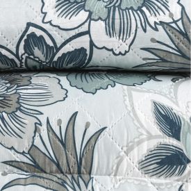 Kit Colcha Casal 100% Poliéster Versalhes Havan Casa 3 Pçs - Siena Cinza Floral