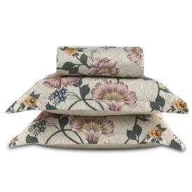 Kit Colcha Casal 100% Poliéster Versalhes Havan Casa 3 Pçs - Annie Bege Floral