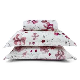 Kit Colcha Casal 100% Poliéster Versalhes Havan Casa 3 Pçs - Garden Rosa Floral