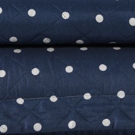 Kit Colcha Casal Dupla Face 150 Fios Versalhes Poá Havan Casa - Azul