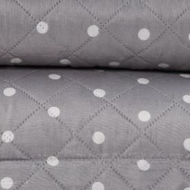 Kit Colcha Casal Dupla Face 150 Fios Versalhes Poá Havan Casa - Cinza Amianto