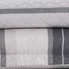 Kit Colcha Casal Estampada Versalhes 3 Peças Havan Casa - Valencia Cinza Geo 