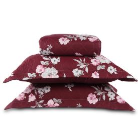 Kit Colcha Casal Estampada Versalhes Havan Casa 3 Peças - Floral Vinho