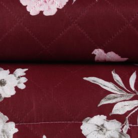 Kit Colcha Casal Estampada Versalhes Havan Casa 3 Peças - Floral Vinho