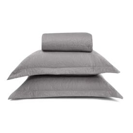 Kit Colcha Casal Lisa Versalhes Havan Casa 3 pçs - Cinza Amianto