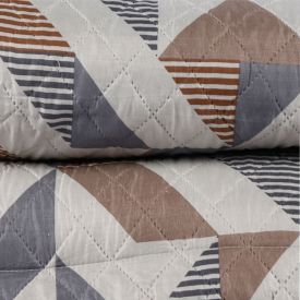 Kit Colcha Casal Versalhes Estampada Havan Casa 3 Peças - Bege Com Cinza