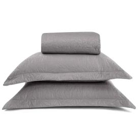 Kit Colcha Queen 100% Poliéster Lisa Versalhes Havan Casa 3 Peças - Cinza Amianto