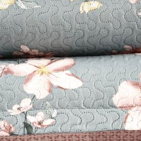 Kit Colcha Queen Versalhes Havan Casa 3 Pçs - Malva Verde Floral