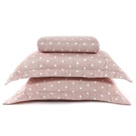 Kit Colcha Queen Dupla Face 150 Fios Versalhes Poá Havan Casa - Rosa Palido