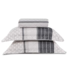 Kit Colcha Queen Estampada Versalhes Havan Casa 3 Pçs - Valencia Cinza Geo 