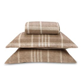 Kit Colcha Queen Estampada Versalhes Havan Casa 3 Peças - Xadrez Bege