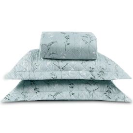 Kit Colcha Queen Estampada Versalhes Havan Casa 3 Peças - Folhagens Verde