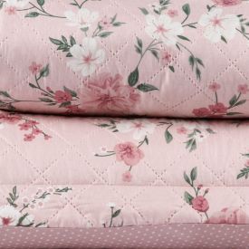 Kit Colcha Solteiro Versalhes Estampada Havan Casa 2 Peças - Rose