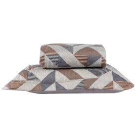 Kit Colcha Solteiro Versalhes Estampada Havan Casa 2 Peças - Bege Com Cinza