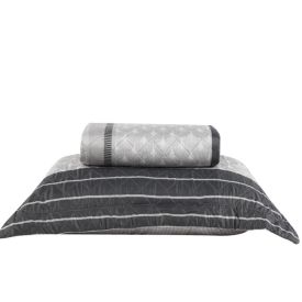 Kit Colcha Solteiro Estampada Versalhes Havan Casa 2 Pçs - Valencia Cinza Geo