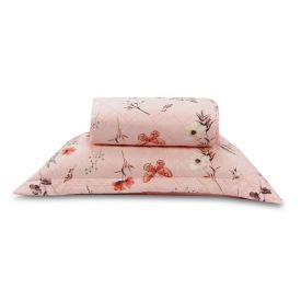 Kit Colcha Solteiro Estampada Versalhes Havan Casa 2 Peças - Floral Borboleta Rose