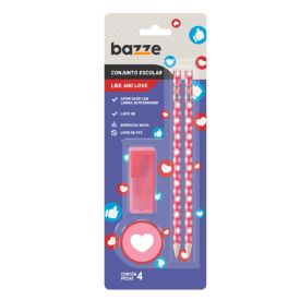 Kit Escolar Like And Love Bazze 4 Peças - Sortido