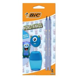 Kit Escolar Monstrinhos Azul Bic 4 Pe&ccedil;as - 530080