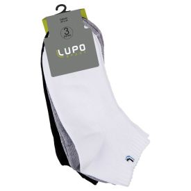 Kit Com 3 Pares Meia Soquete Lupo - Branco/Cinza/Preto