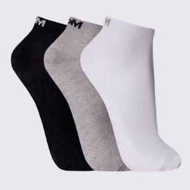 Kit Meia Feminina com 3 Pares Cano Curto Mash - BC/CZ/PT 34/38