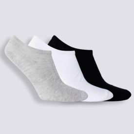 Kit Meia Feminina Com 3 Pares Cano Invisível Holla - Pto/Bco/Cza 34/39