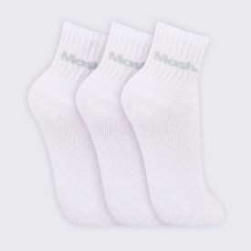 Kit Meia Masculina com 3 Pares Cano Curto Esportiva Mash - Branco 39/43