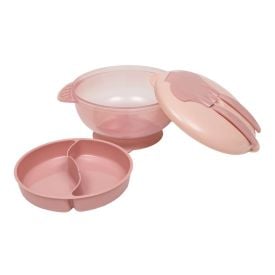 Kit Refeição Infantil Com Compartimento E Talheres Buba - Rosa Claro