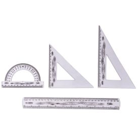 Kit Réguas Geométricas Flexível Cristal Waleu - 4 Peças