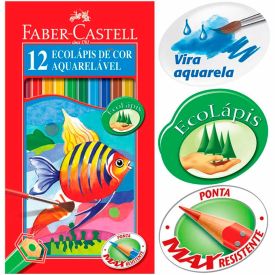 Lápis De Cor Com 12 Cores Aquarelável Faber Castell - 120212G