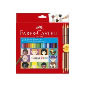 Lápis De Cor Ecolápis 24 Cores + 3 Lápis Caras E Cores Faber Castell - 27 Unidades