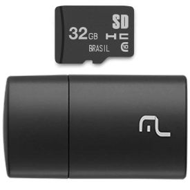 Leitor Usb Tipo Pen Drive Com Cartão 32Gb Multilaser Mc163 - Preto