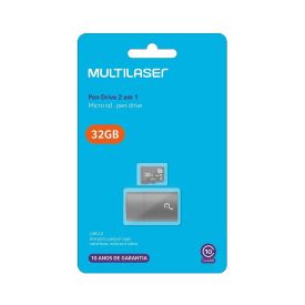 Leitor Usb Tipo Pen Drive Com Cartão 32Gb Multilaser Mc163 - Preto