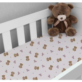 Lençol Infantil Avulso para Berço Havan Baby - Urso Rosa