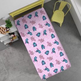 Lençol Solteiro Infantil Estampado Portallar - Stitch E Angel