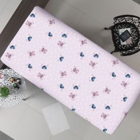 Lençol Solteiro Infantil Estampado Portallar - Stitch E Angel Coração