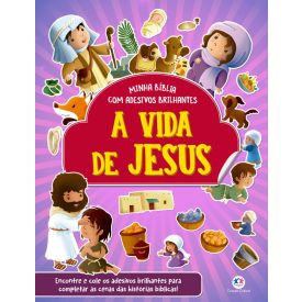 Livro a Vida de Jesus Bíblia com Adesivos Brilhantes Ciranda Cultural
