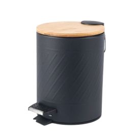 Lixeira Com Pedal E Tampa De Bambu 3 Litros - Kaybee