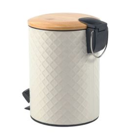 Lixeira Com Tampa De Bambu Havan Casa 5 Litros - Taupe