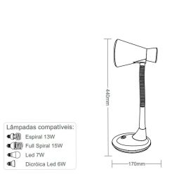Luminária De Mesa Escritório Bivolt Tlm-03 Taschibra - Rosa