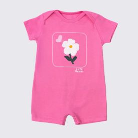 Macaquinho Bebê Menina Manga Curta Flor Yoyo Baby