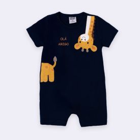 Macaquinho Bebê Menino Savana Trip Yoyo Baby Azul Marinho