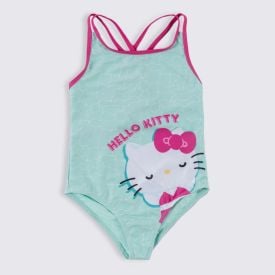 Maiô Infantil Hello Kitty 4 a 10 Anos Sanrio Verde Agua