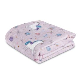 Manta Infantil 100% Poliéster Encantos Havan Kids - Unicórnio Lilás