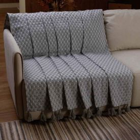 Manta para Sofá Provence com Pingentes 1,40X1,70M Havan Casa - Cinza