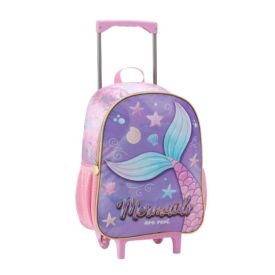 Mochila com Rodinhas Infantil Sereia Seanite - Rosa