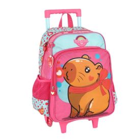Mochila de Rodinhas Infantil Up Capy Luxcel - Rosa