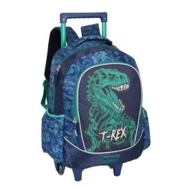Mochila de Rodinhas Infantil Up Dino T-Rex Luxcel - Azul